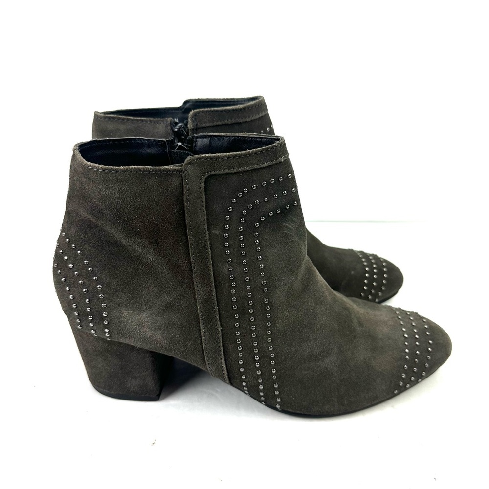 Diba Ankle Boots 9 Gray Studded Suede Leather Slip On Bootie Womens New - Picture 6 of 12